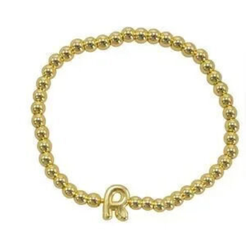Gold Beaded Bracelet with Initial Charm (5100)